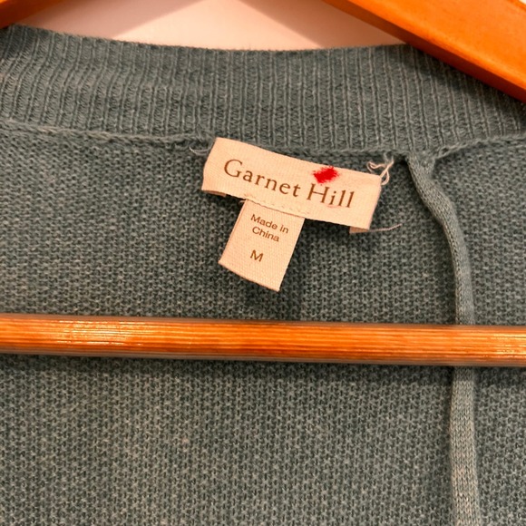 Garnet Hill Cotton Cashmere Wrap Cardigan Robe Blue Womens Medium Kimono Mature - Picture 3 of 12